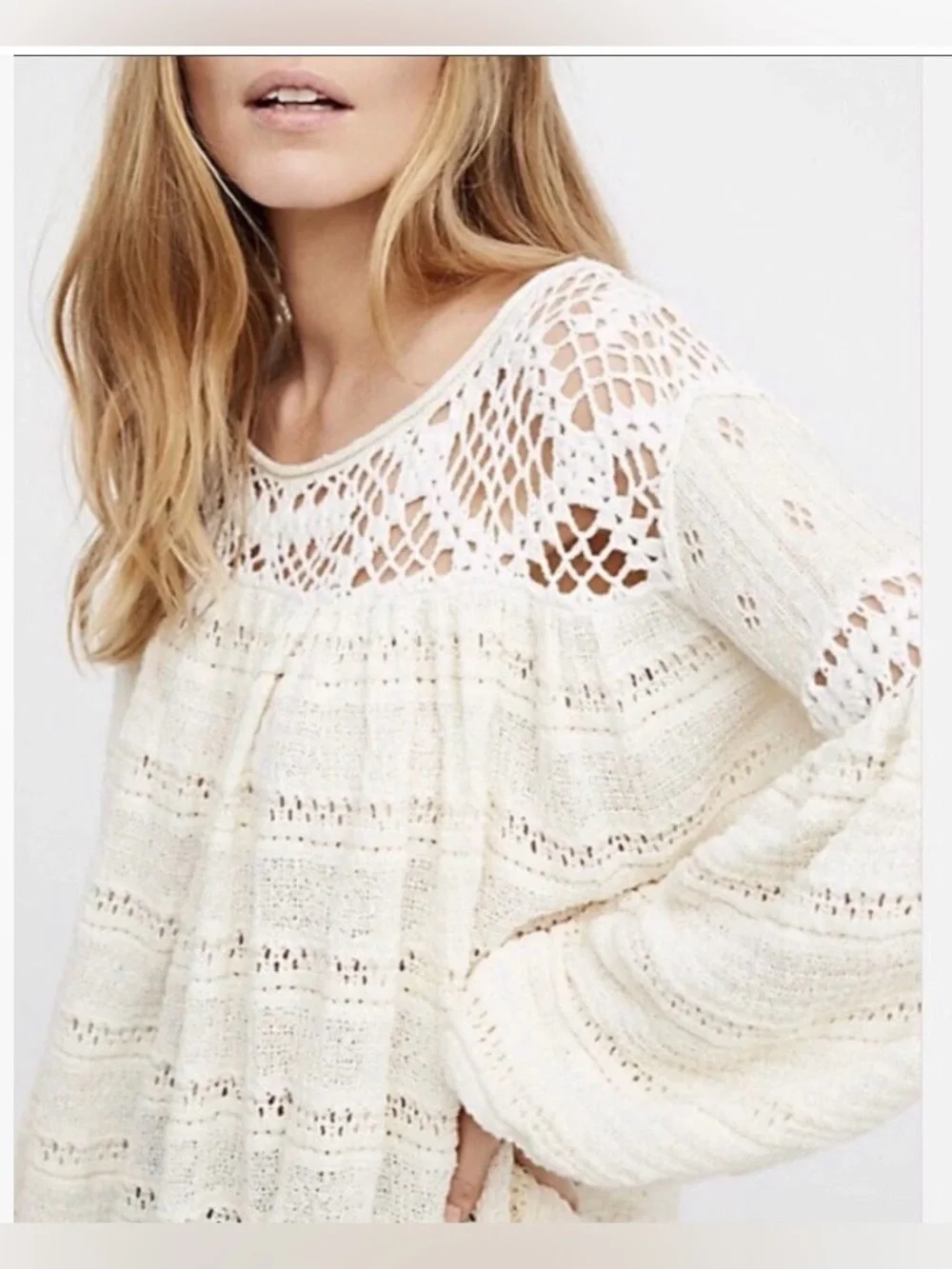 Free People Someday Crochet Sweater Size M